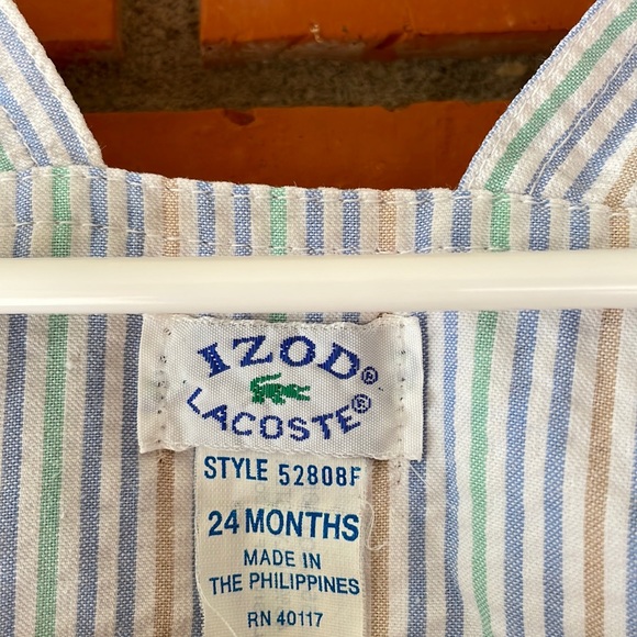 VINTAGE Izod Lacoste Boys Plaid Short Overalls Size 24 Months - Picture 2 of 8